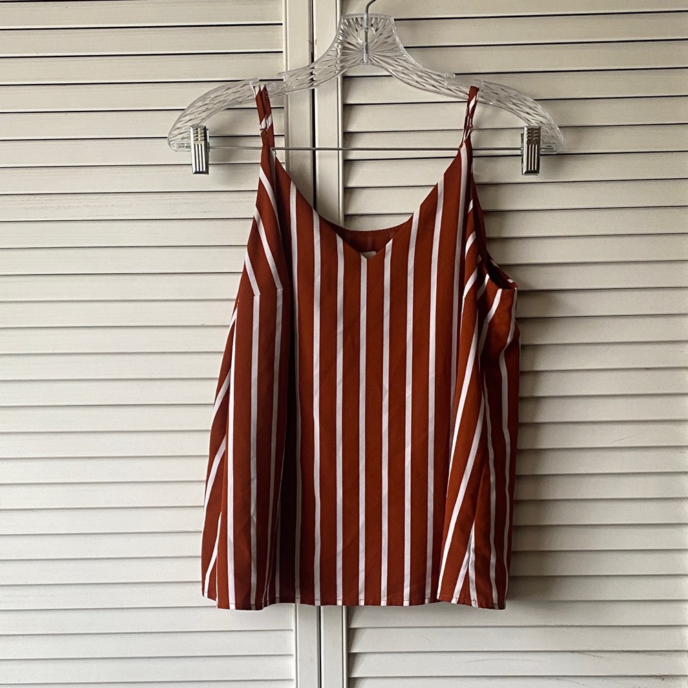 Burnt Orange and White Striped Tank